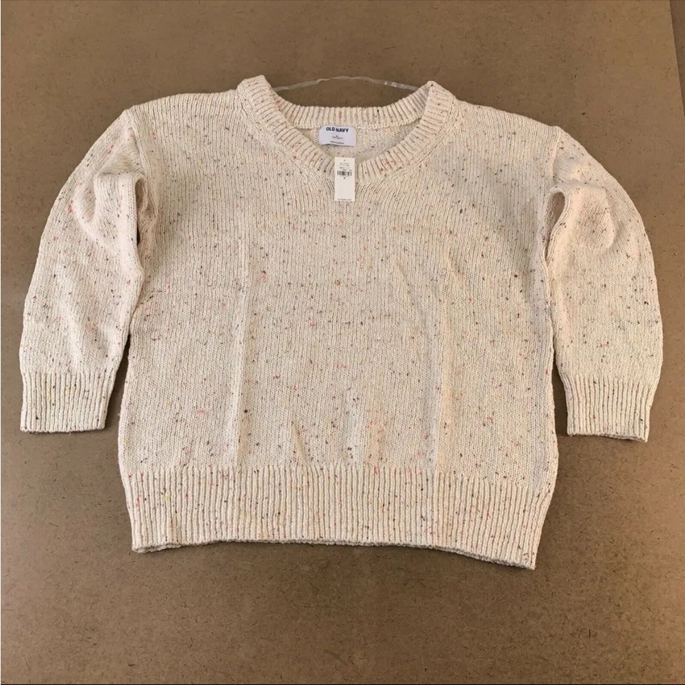NWT Old Navy Women's Ivory Oversized Scoop Neck Patterned Tunic Sweater Size M